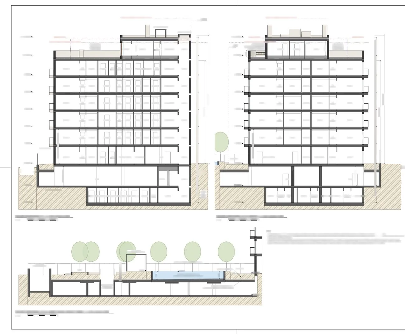 Lámina A-10, secciones del edificio